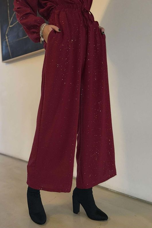 Suki Night Sky Wide Leg Pant Burgundy